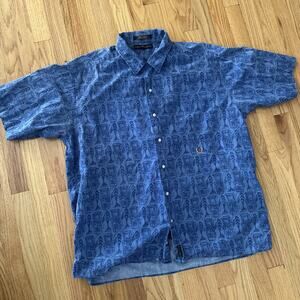 Tommy Hilfiger Blue Hawaiian Short Sleeve Button Down Shirt Size XL